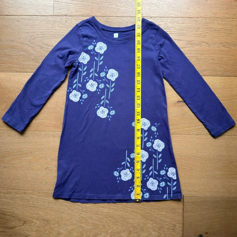 Tea Collection Pima Cotton Cherry Blossom Dress Japan Girls Size 5 Purple EUC